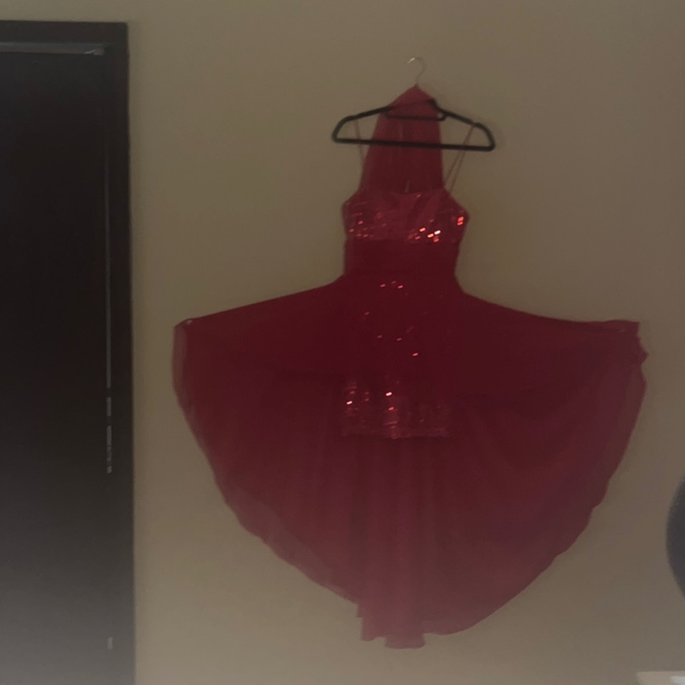 Elegant Red High-Low Dress